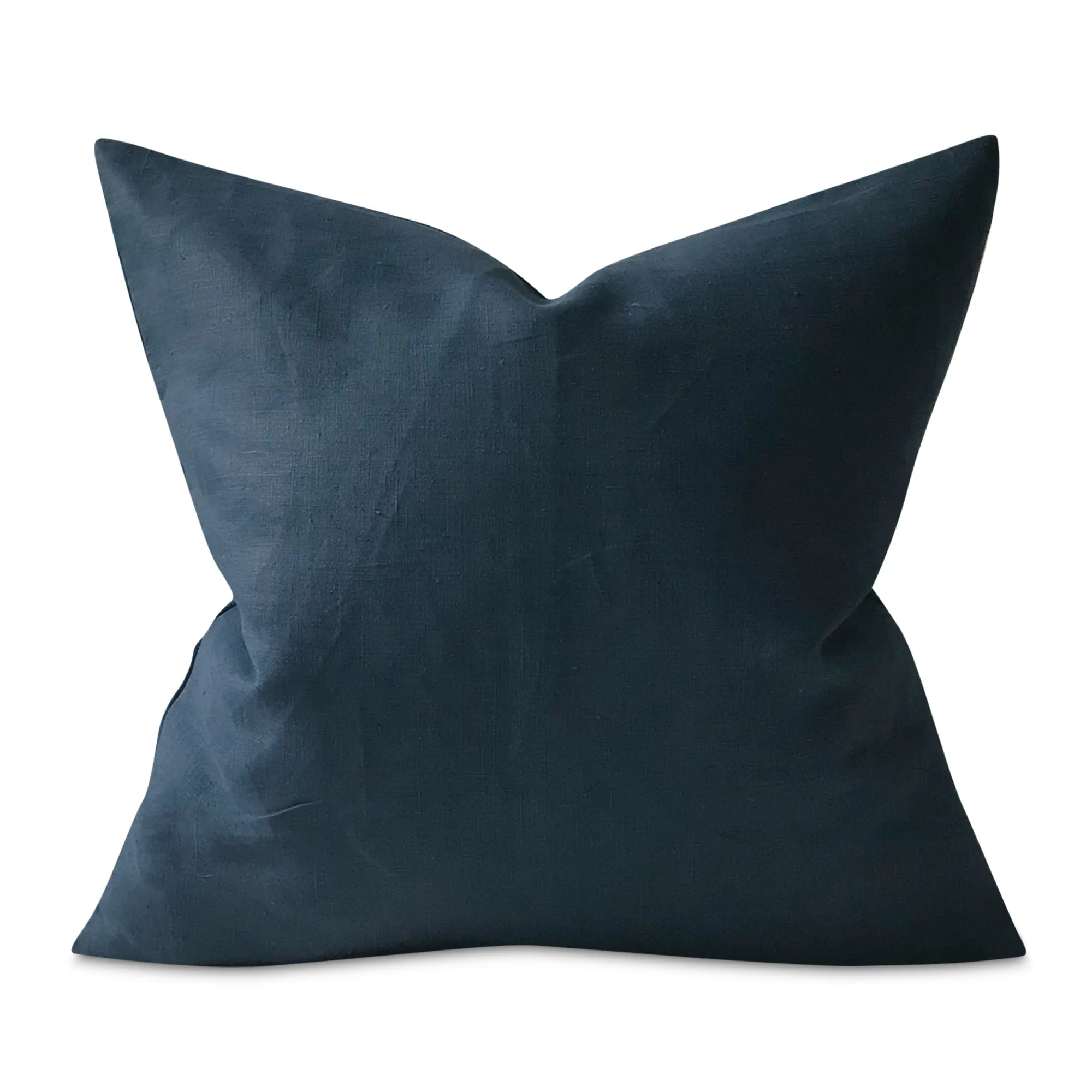 Navy Blue Solid Linen Throw Pillow Cover 24x24