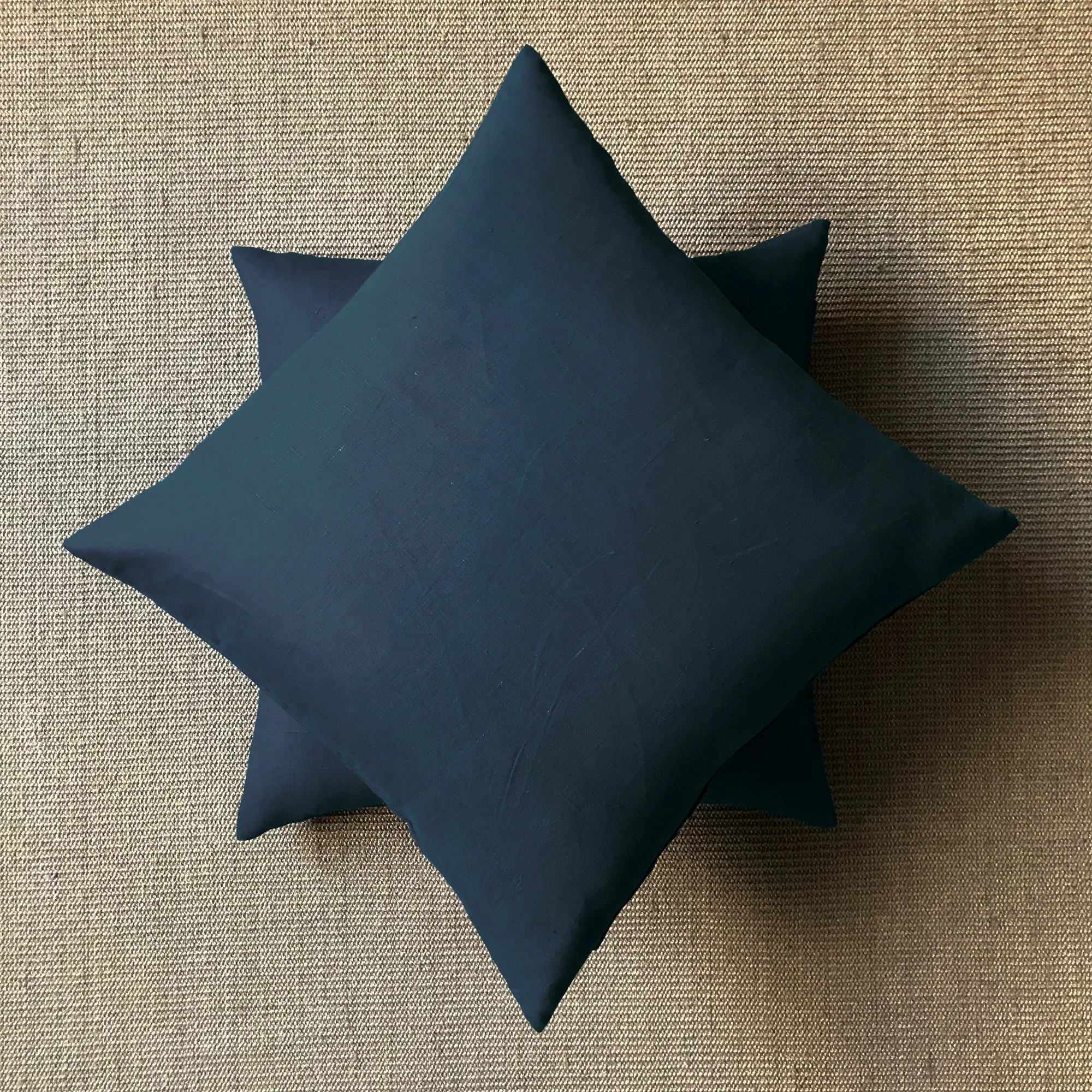 Navy Blue Solid Linen Throw Pillow Cover 24x24