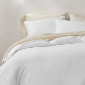 New - Full/Queen Heavyweight Linen Blend Duvet Cover & Sham Set White - Casaluna