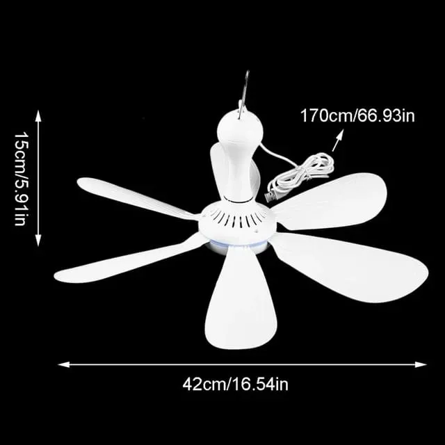 New Pattern Silent 6 Leaves USB Powered Ceiling Canopy Fan with Remote Control D61U