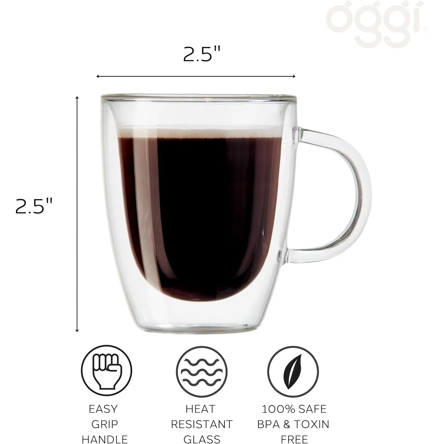 Oggi Double Wall Coffee Mug 16oz