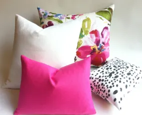 One Solid Fuchsia European Linen Decorative Zipper Pillow Cover Pink Linen Cushion Cover: 10 Sizes Available