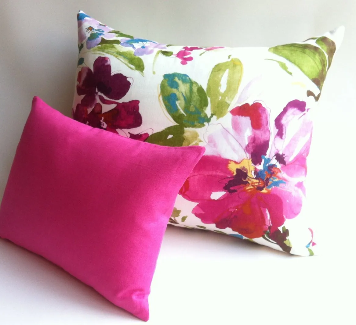 One Solid Fuchsia European Linen Decorative Zipper Pillow Cover Pink Linen Cushion Cover: 10 Sizes Available