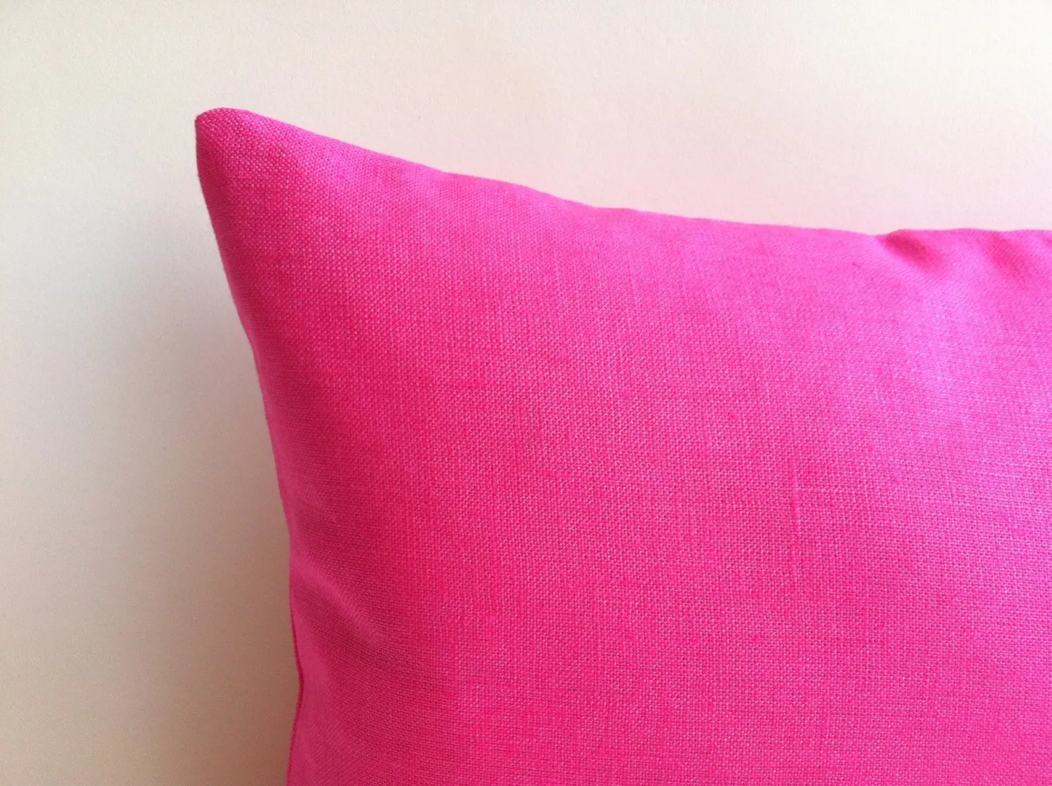 One Solid Fuchsia European Linen Decorative Zipper Pillow Cover Pink Linen Cushion Cover: 10 Sizes Available