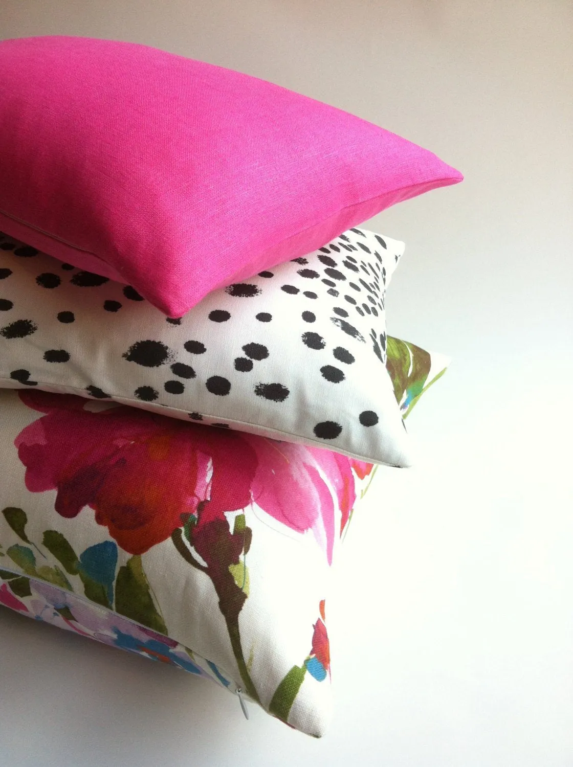 One Solid Fuchsia European Linen Decorative Zipper Pillow Cover Pink Linen Cushion Cover: 10 Sizes Available