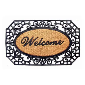 OnlyMat Welcome Door Mat with Large Cast Iron Grill Border Design