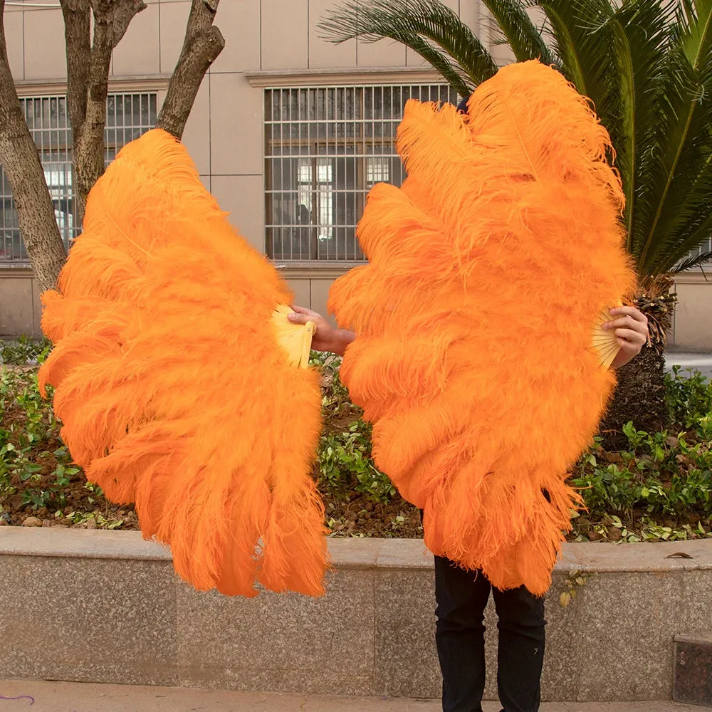 Ostrich Feather Fans 100CM Long Foldable Hand Held Performance Fans