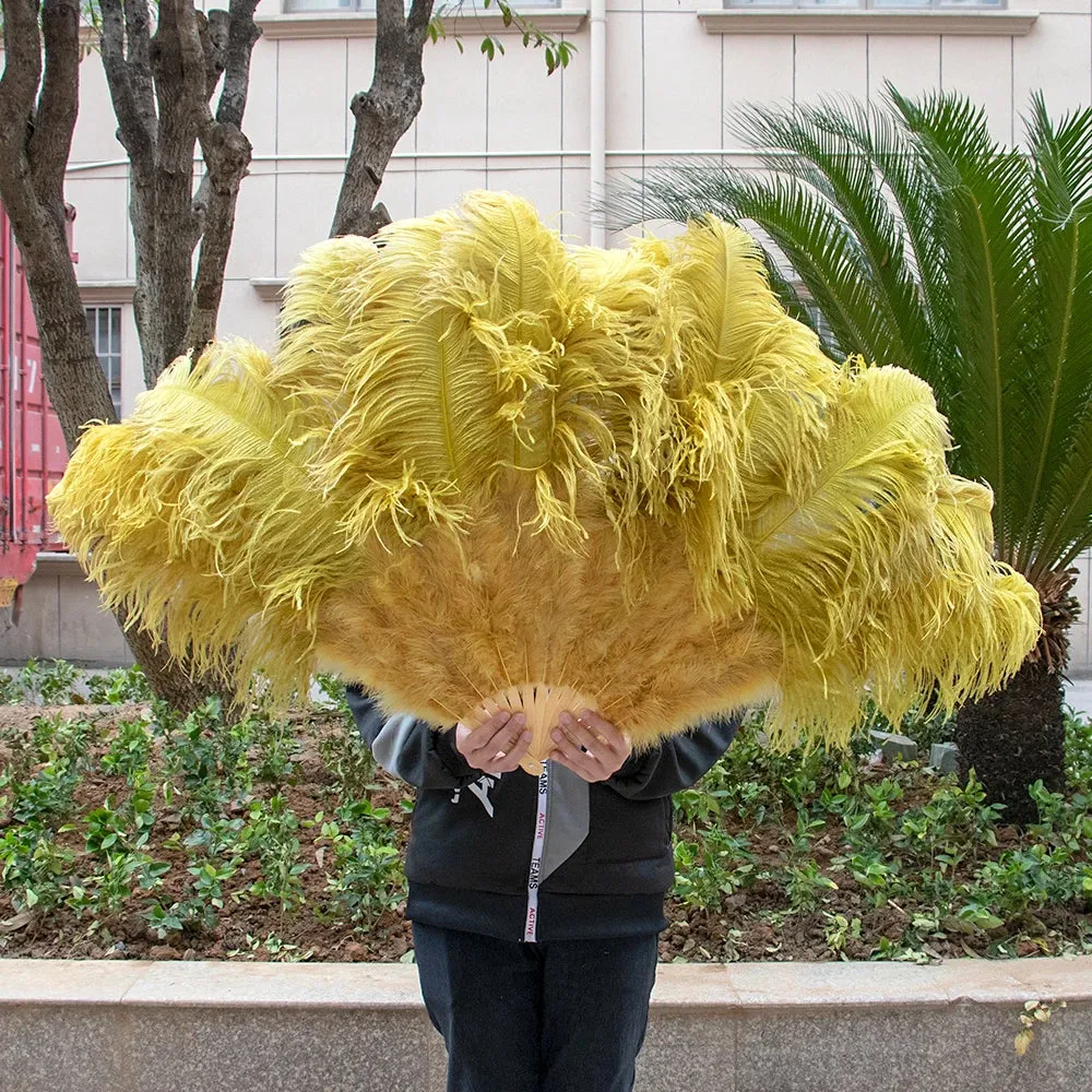 Ostrich Feather Fans 100CM Long Foldable Hand Held Performance Fans