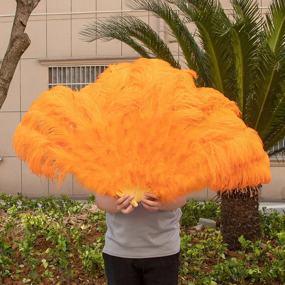 Ostrich Feather Fans 100CM Long Foldable Hand Held Performance Fans