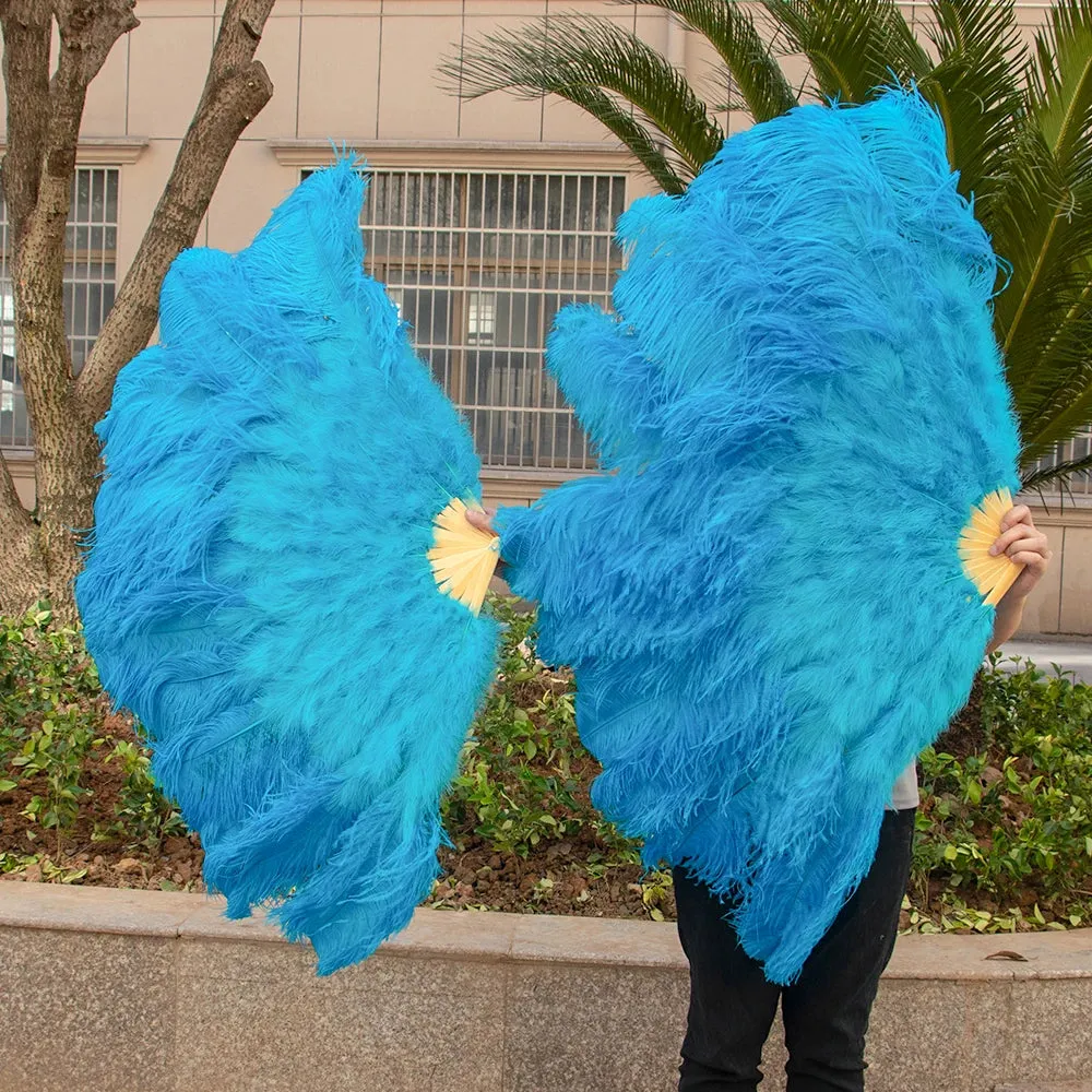 Ostrich Feather Fans 100CM Long Foldable Hand Held Performance Fans