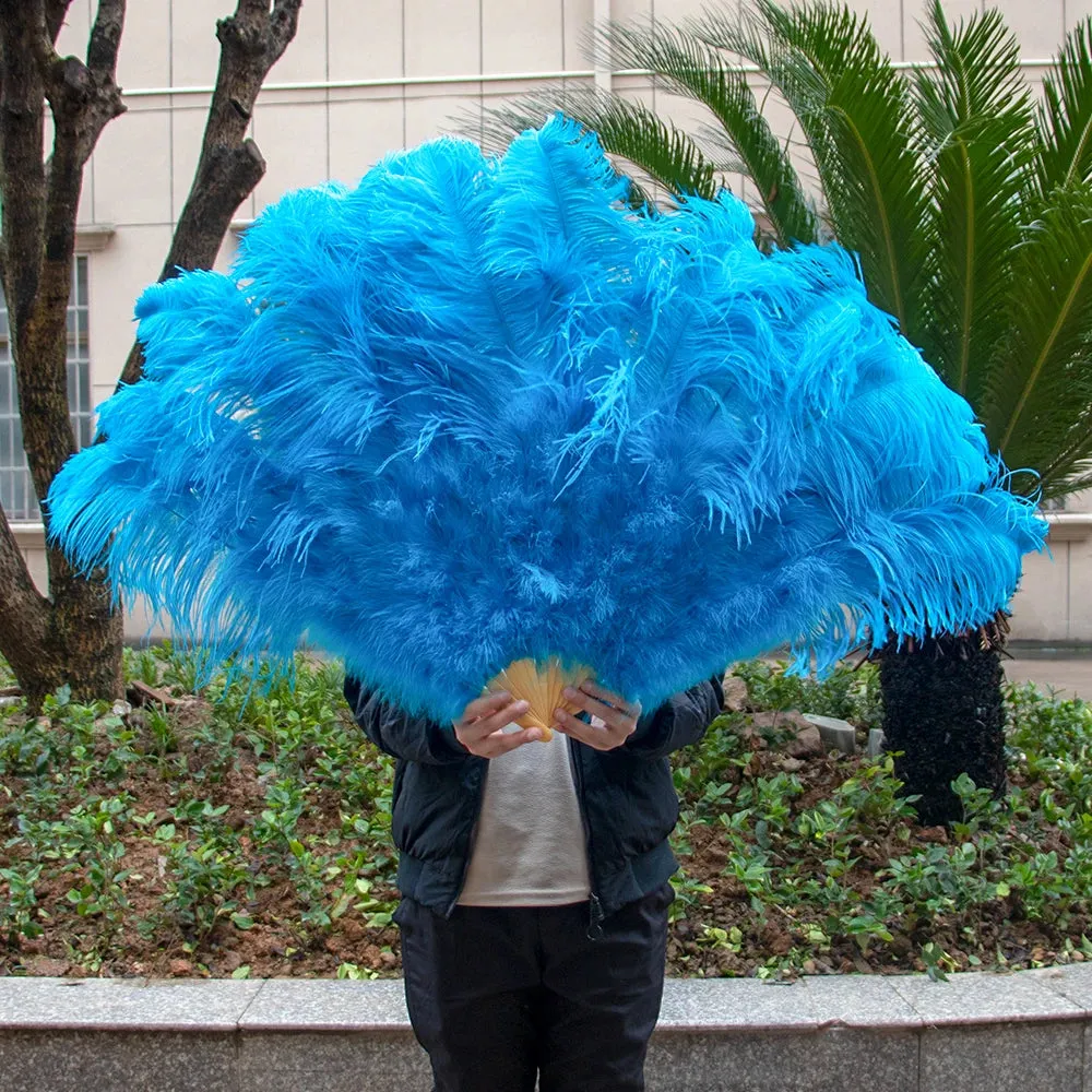 Ostrich Feather Fans 100CM Long Foldable Hand Held Performance Fans