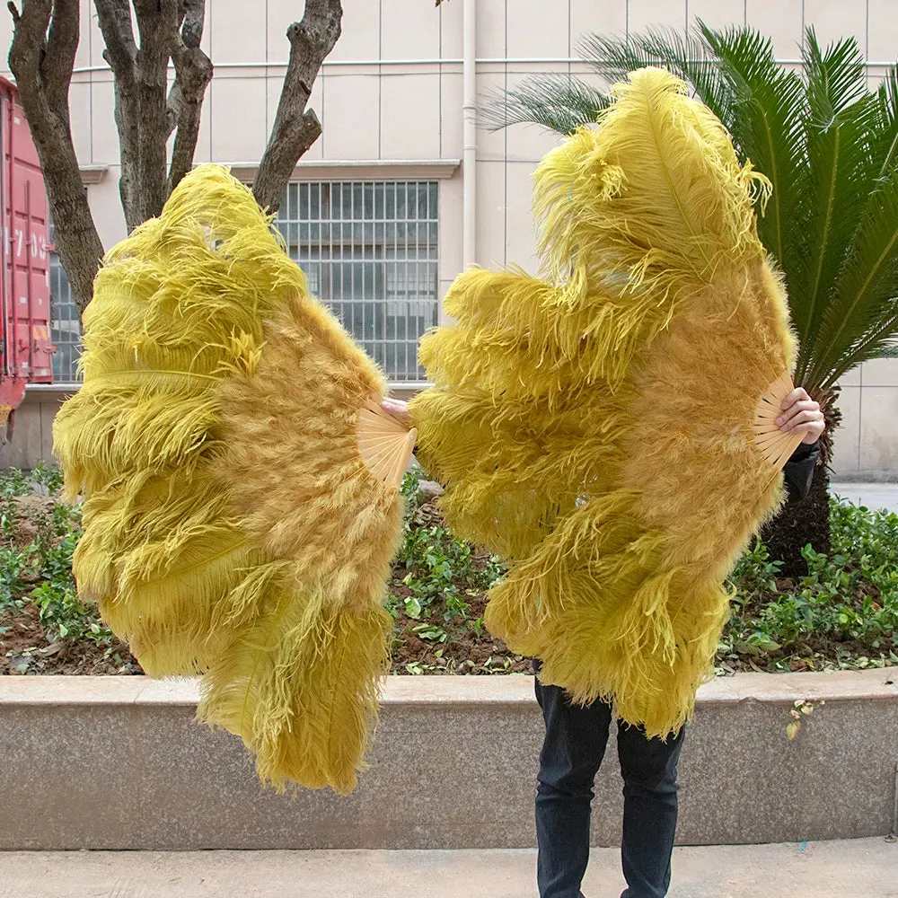 Ostrich Feather Fans 100CM Long Foldable Hand Held Performance Fans