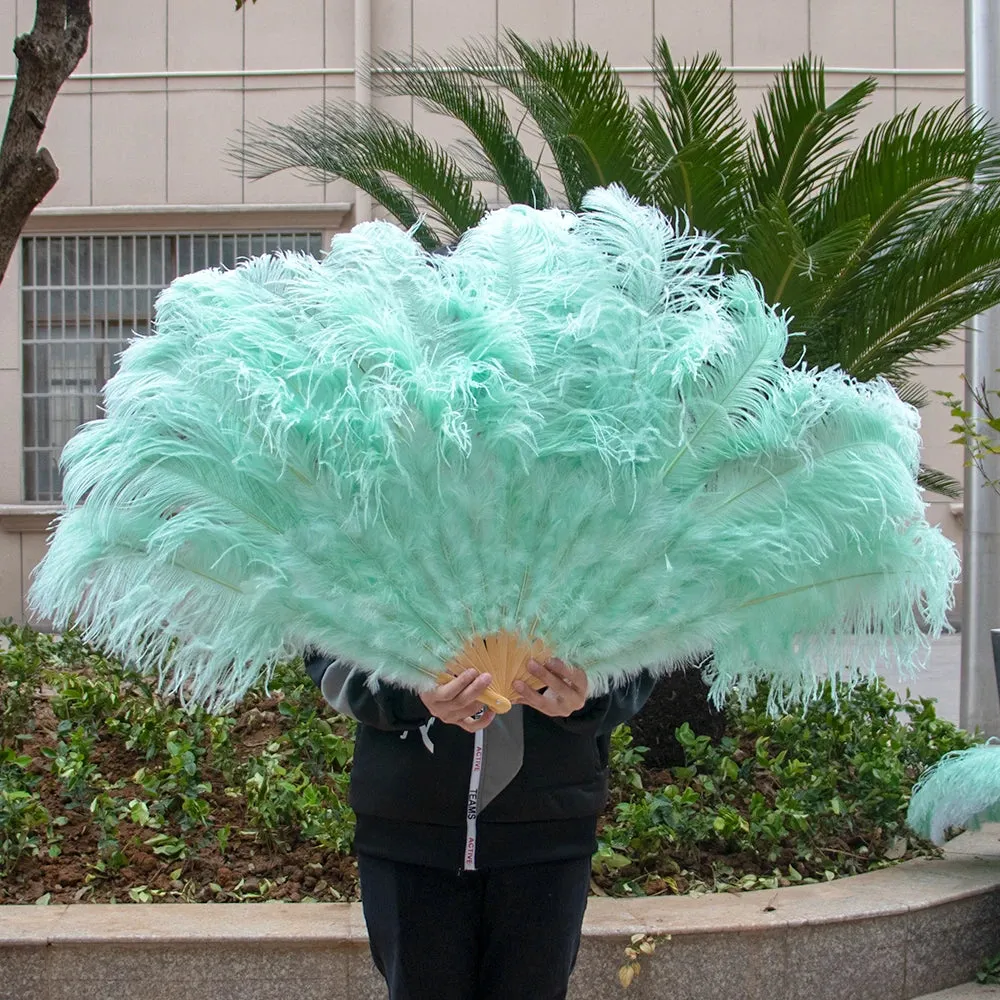 Ostrich Feather Fans 100CM Long Foldable Hand Held Performance Fans