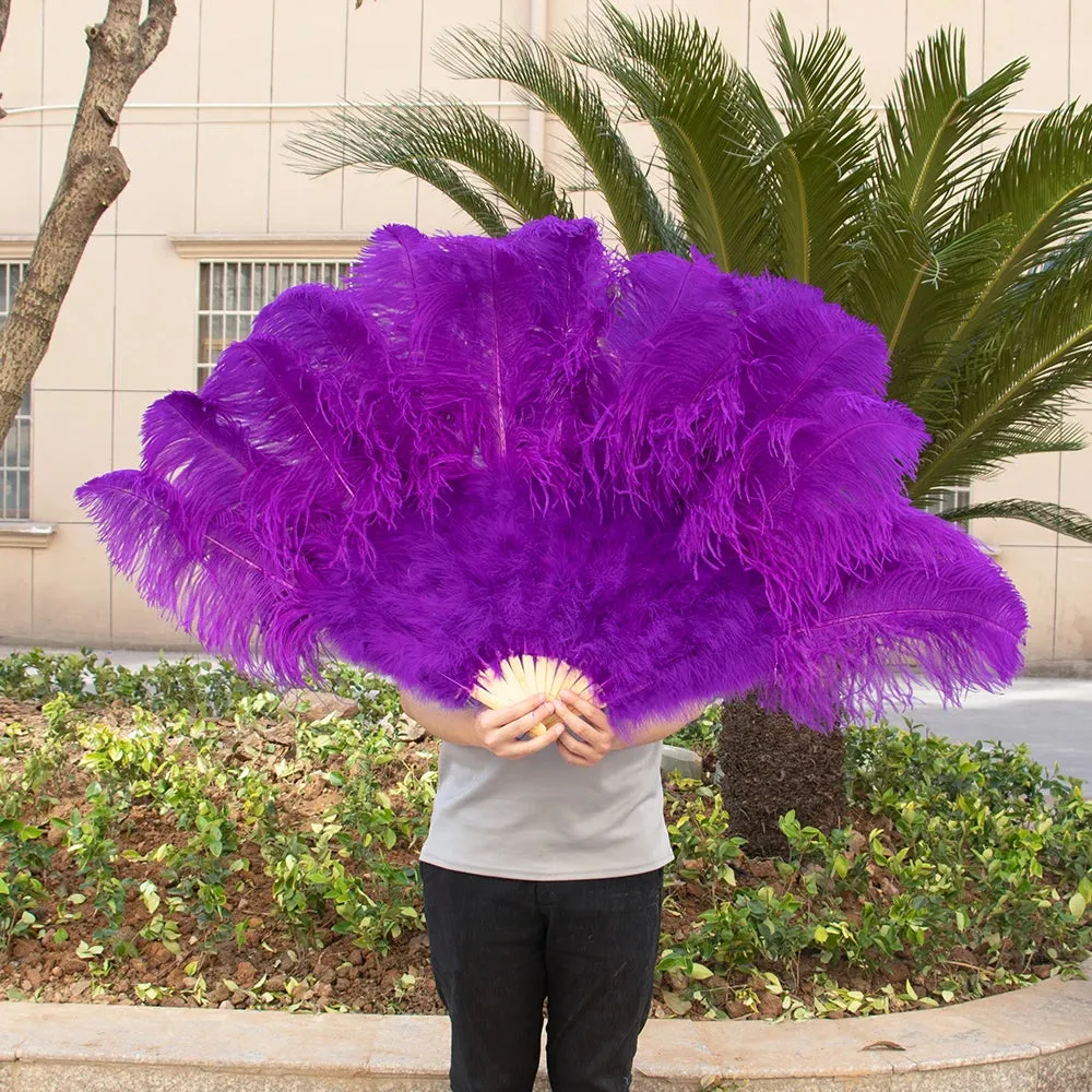 Ostrich Feather Fans 100CM Long Foldable Hand Held Performance Fans