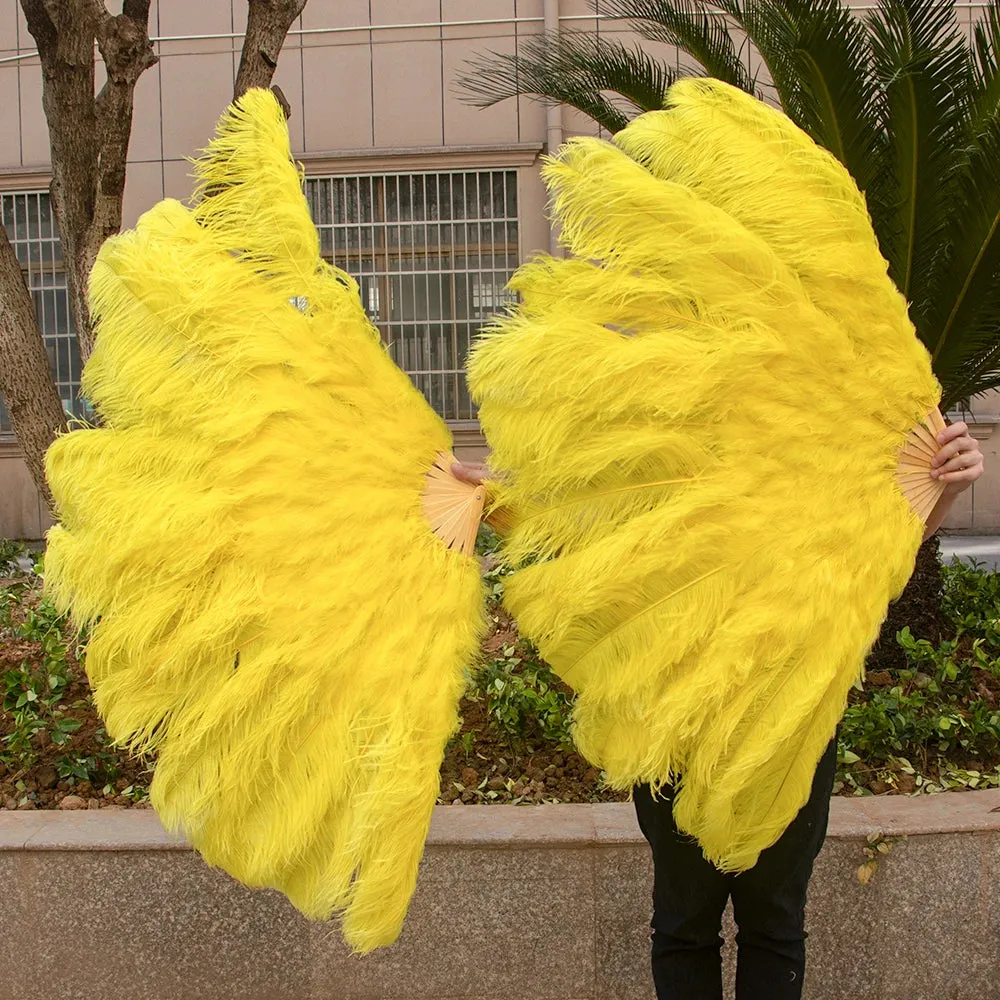 Ostrich Feather Fans 100CM Long Foldable Hand Held Performance Fans