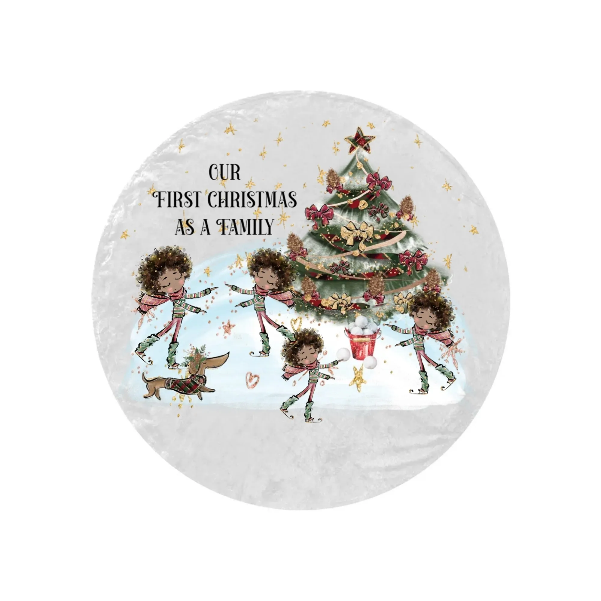 Personalised Our First Christmas as a Family Round Blanket