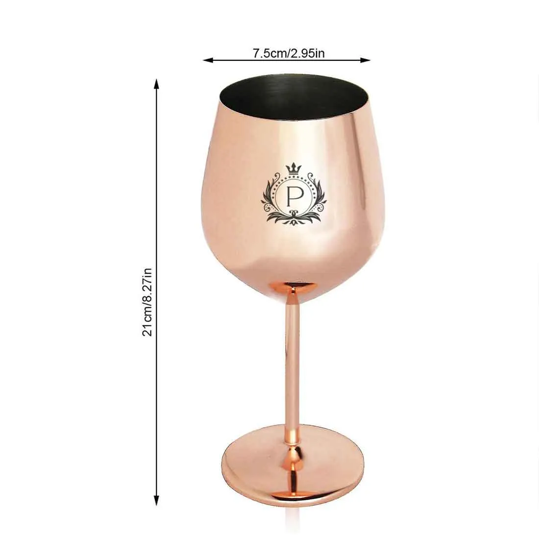 Personalised Wine Goblet Copper Finish Stainless Steel Wine Glasses - Monogram