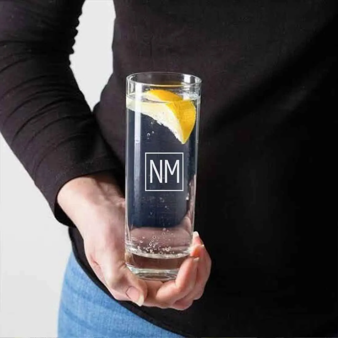 Personalized Mojito Glassware - Engraved High Glass with Initials Monogram