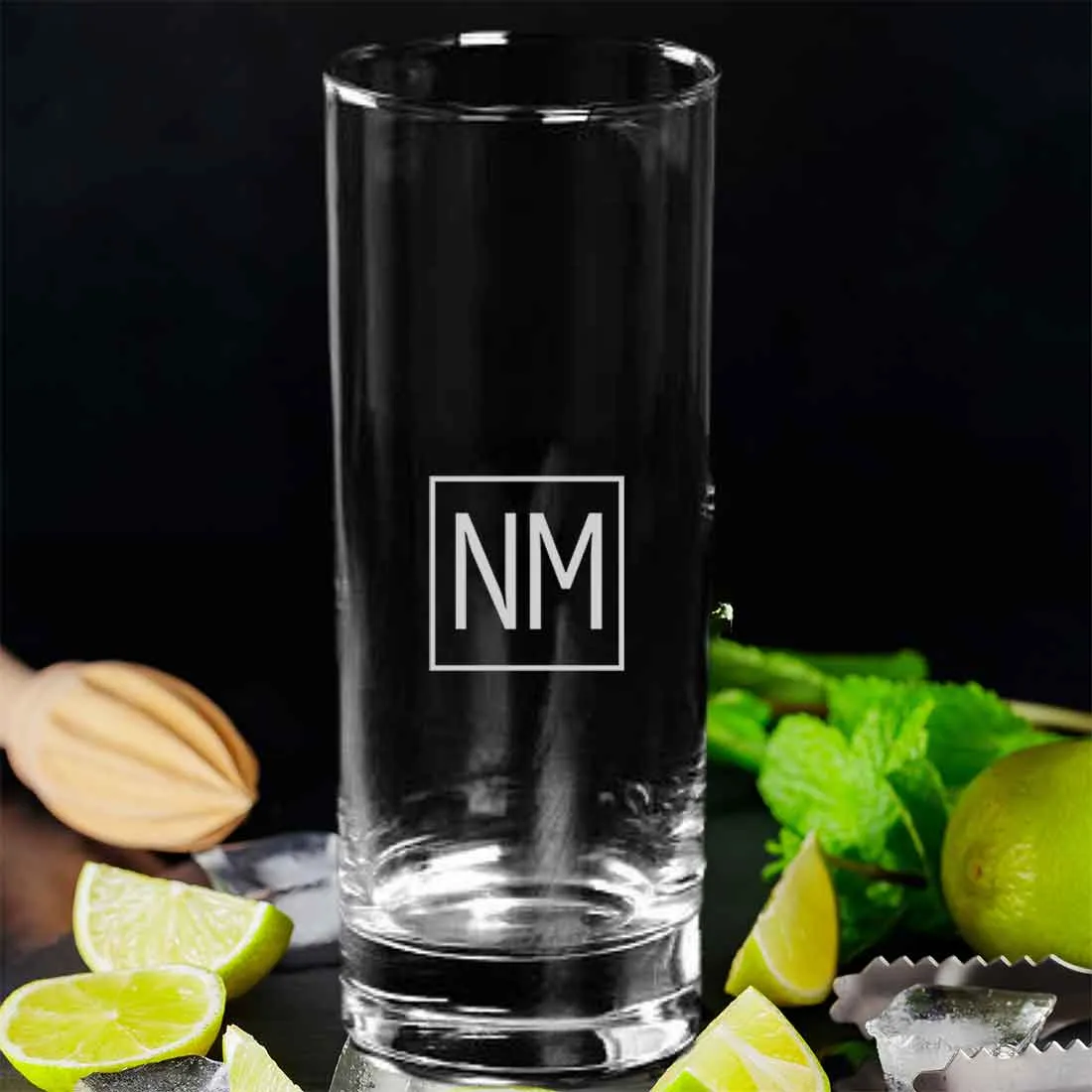 Personalized Mojito Glassware - Engraved High Glass with Initials Monogram