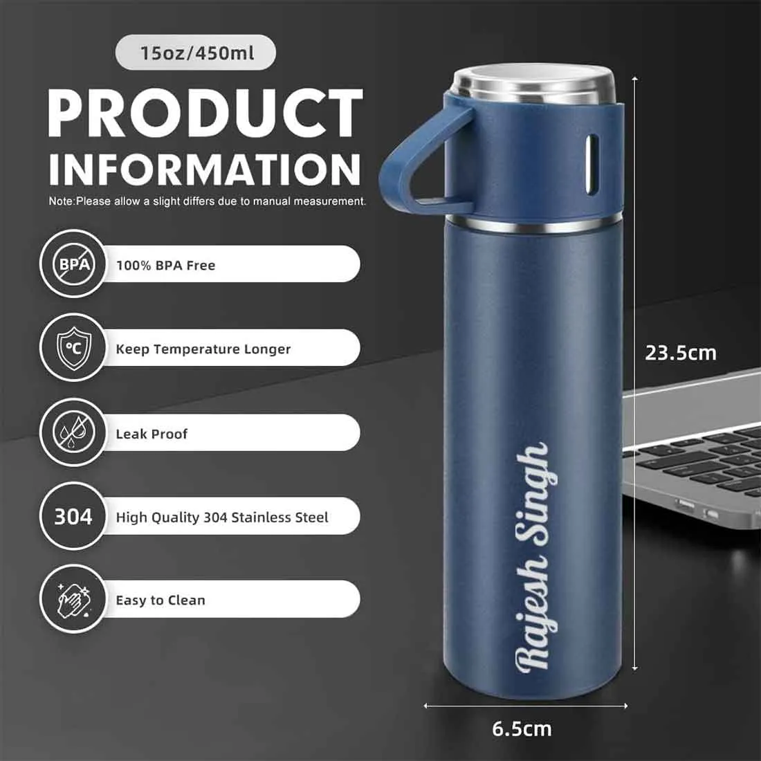 Personalized Thermos Cup For Tea Flask Gift Box Set Stainless Steel Flask - Add Name