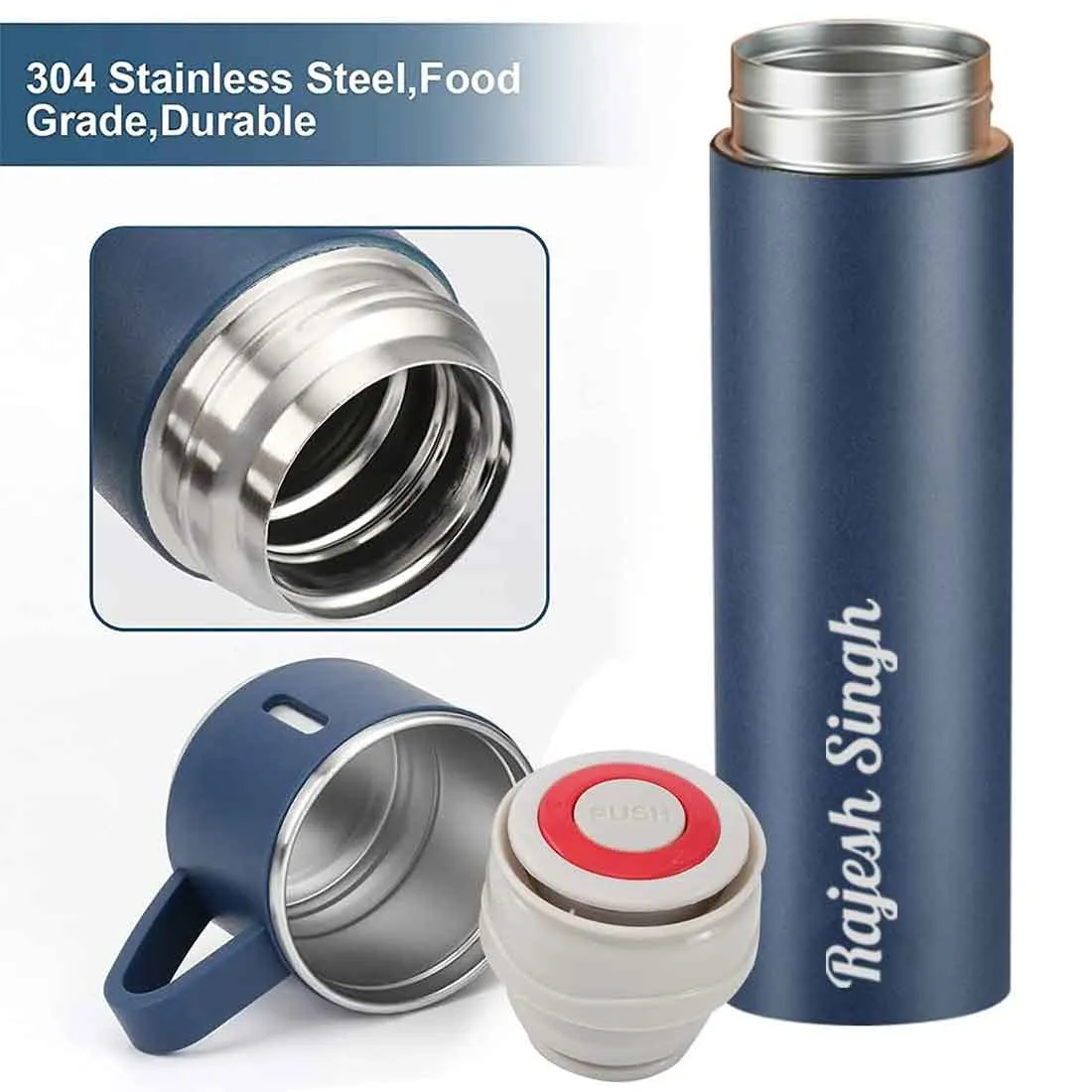 Personalized Thermos Cup For Tea Flask Gift Box Set Stainless Steel Flask - Add Name