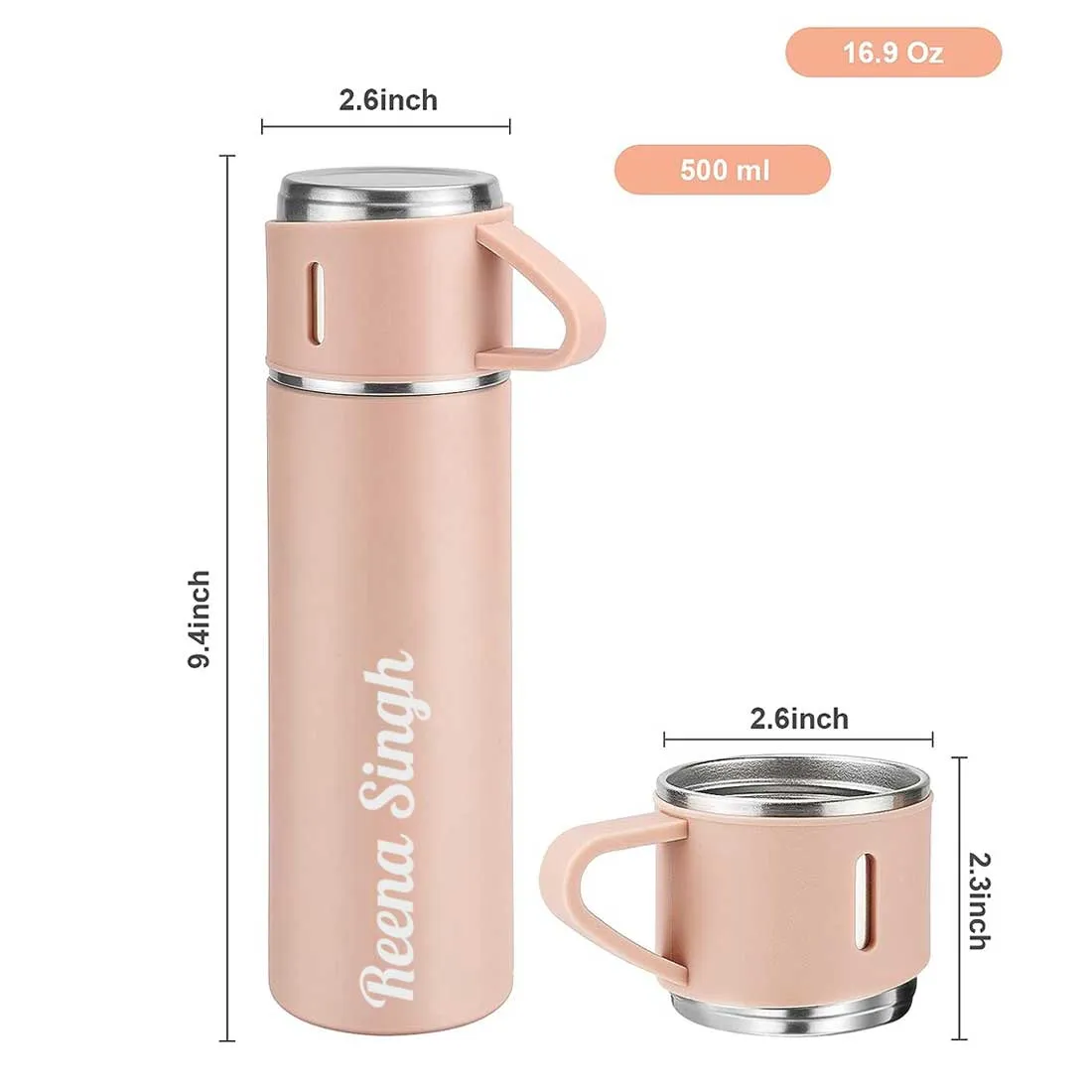 Personalized Thermos Cup For Tea Flask Gift Box Set Stainless Steel Flask - Add Name