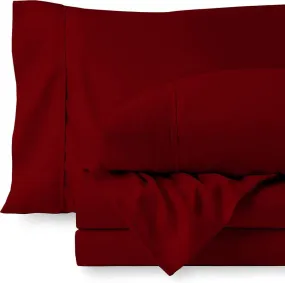 PINGAKSHA BEDDING Luxury Sateen 4 Piece Bedsheet Set- Soft & Cooling Bedsheet- 10" Deep Pocket Fitted Sheet- 800 TC 100% Cotton Bedsheet Set-Burgundy Solid,King Size