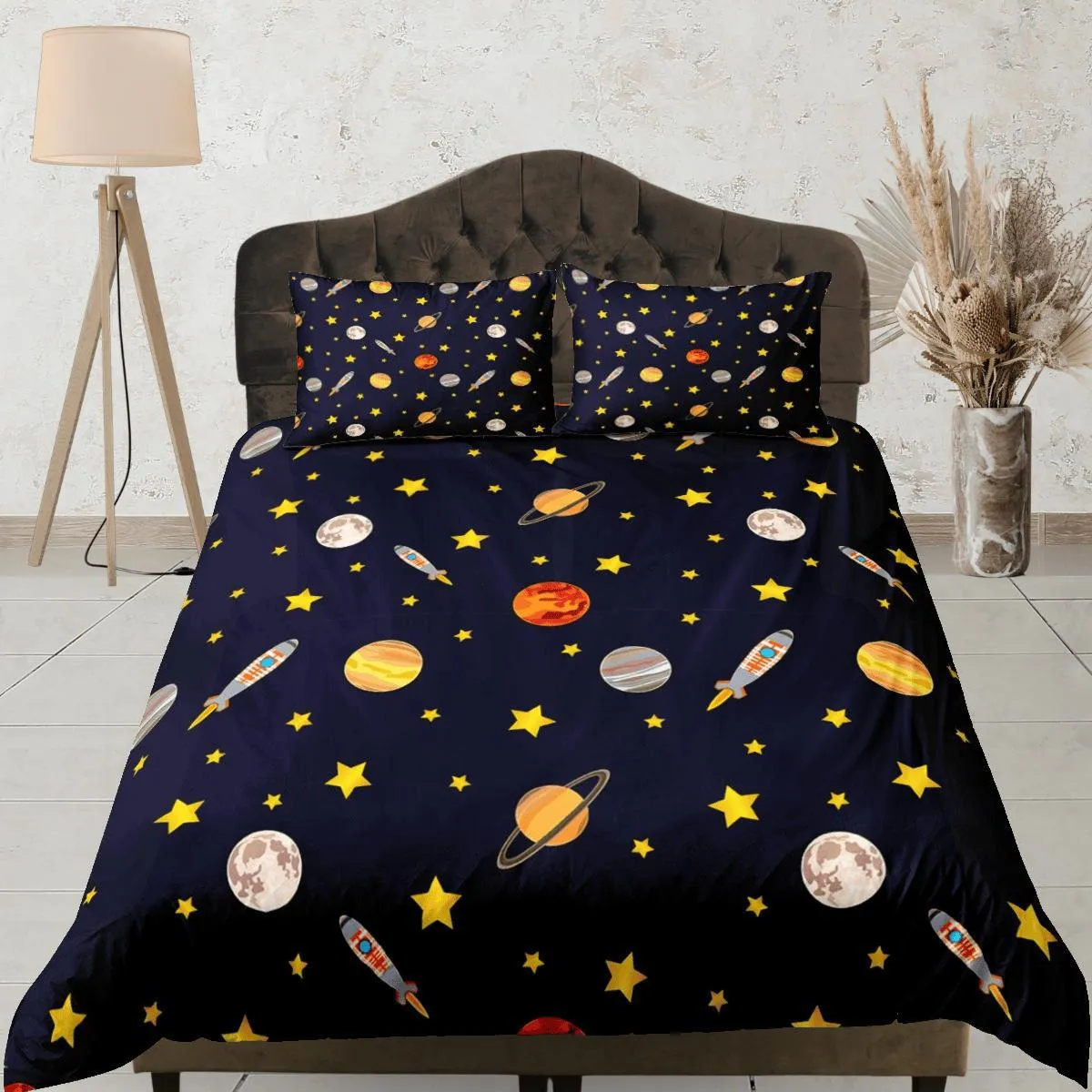 Planets Galaxy Duvet Cover Set Colorful Bedspread, Teens Kids Bedding & Pillowcase