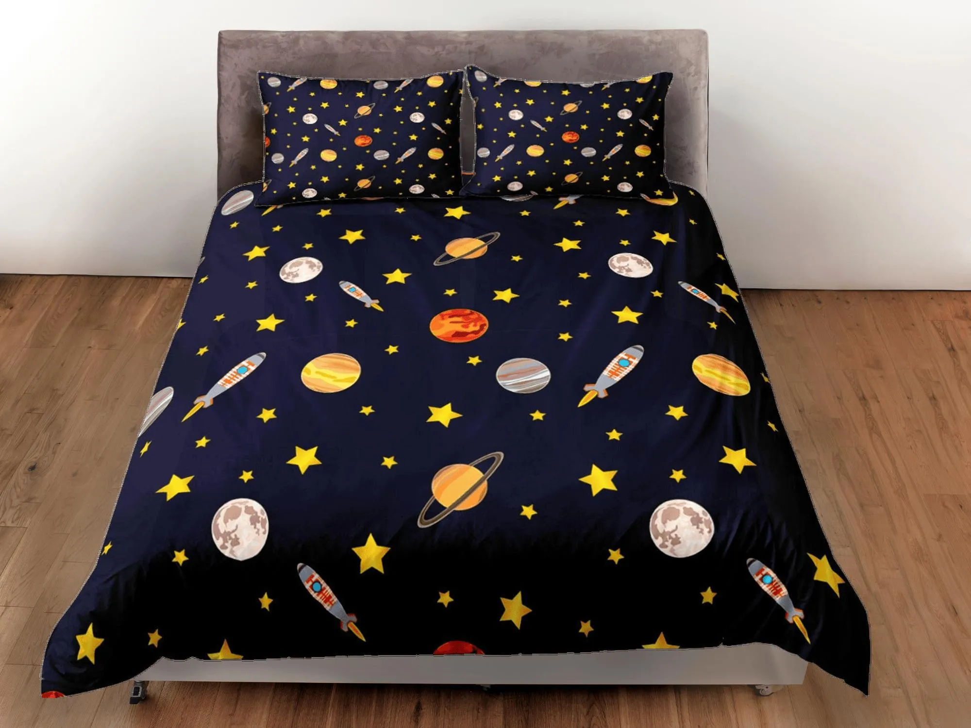 Planets Galaxy Duvet Cover Set Colorful Bedspread, Teens Kids Bedding & Pillowcase