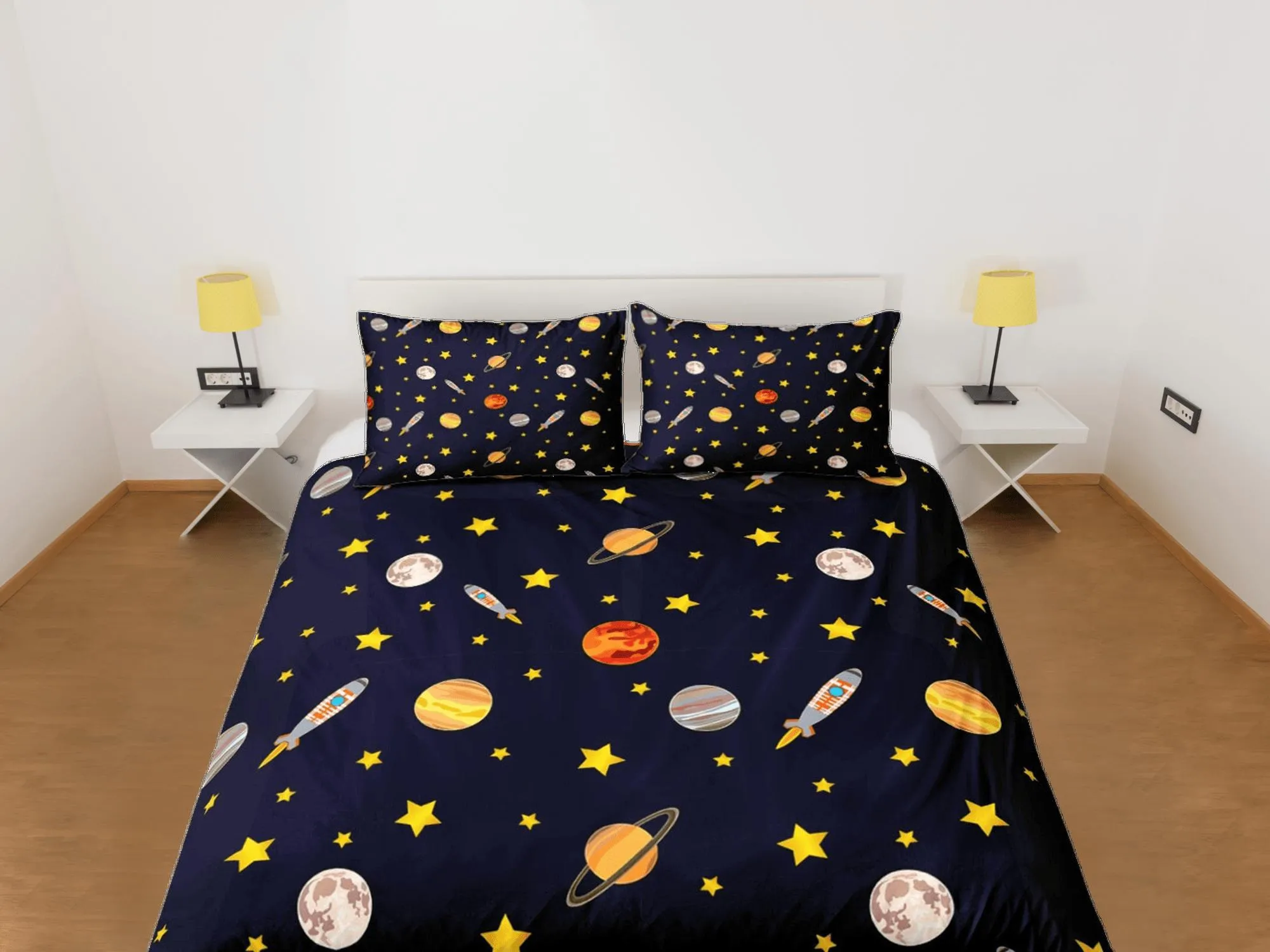 Planets Galaxy Duvet Cover Set Colorful Bedspread, Teens Kids Bedding & Pillowcase