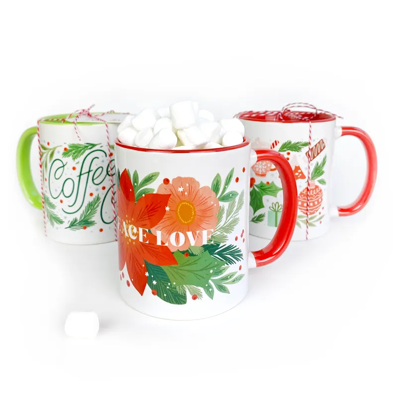 Poinsettia Garland Holiday Mug