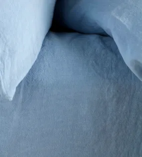 Powder Blue 100% Linen Fitted Sheet