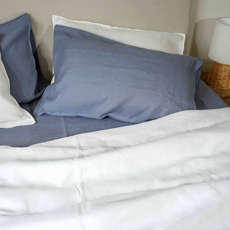 Pure Linen Duvet Cover with 2 Pillow Covers | Solid Design | Off White