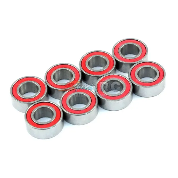 Radtec 5x10x4mm Competition Grade Ceramic Ball Bearing 8 pcs Red Rubber Seal