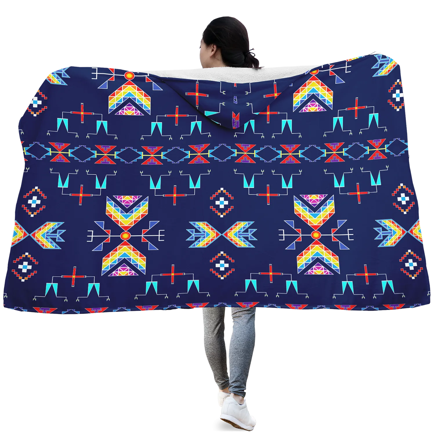 Rainy Chief Rainbow Night Lake Hooded Blanket