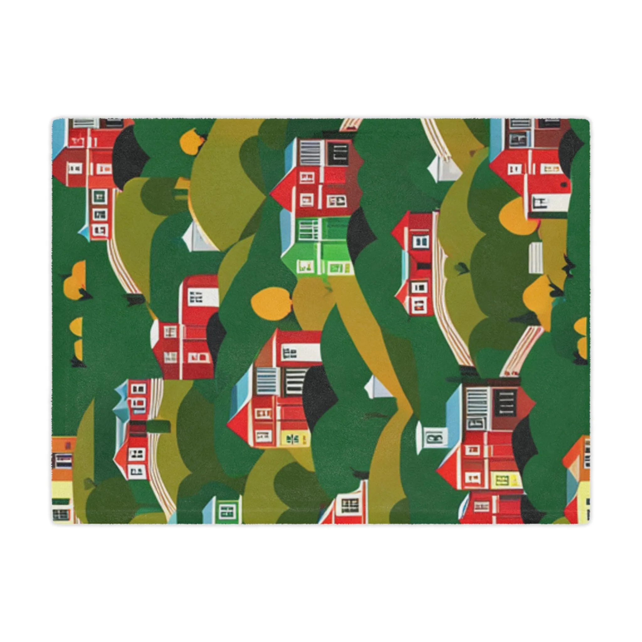 Red and Orange Houses Minky Blanket