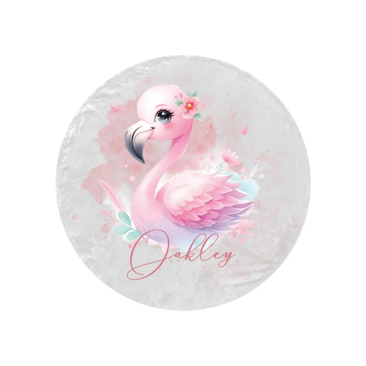 Round Blanket Personalised Flamingo