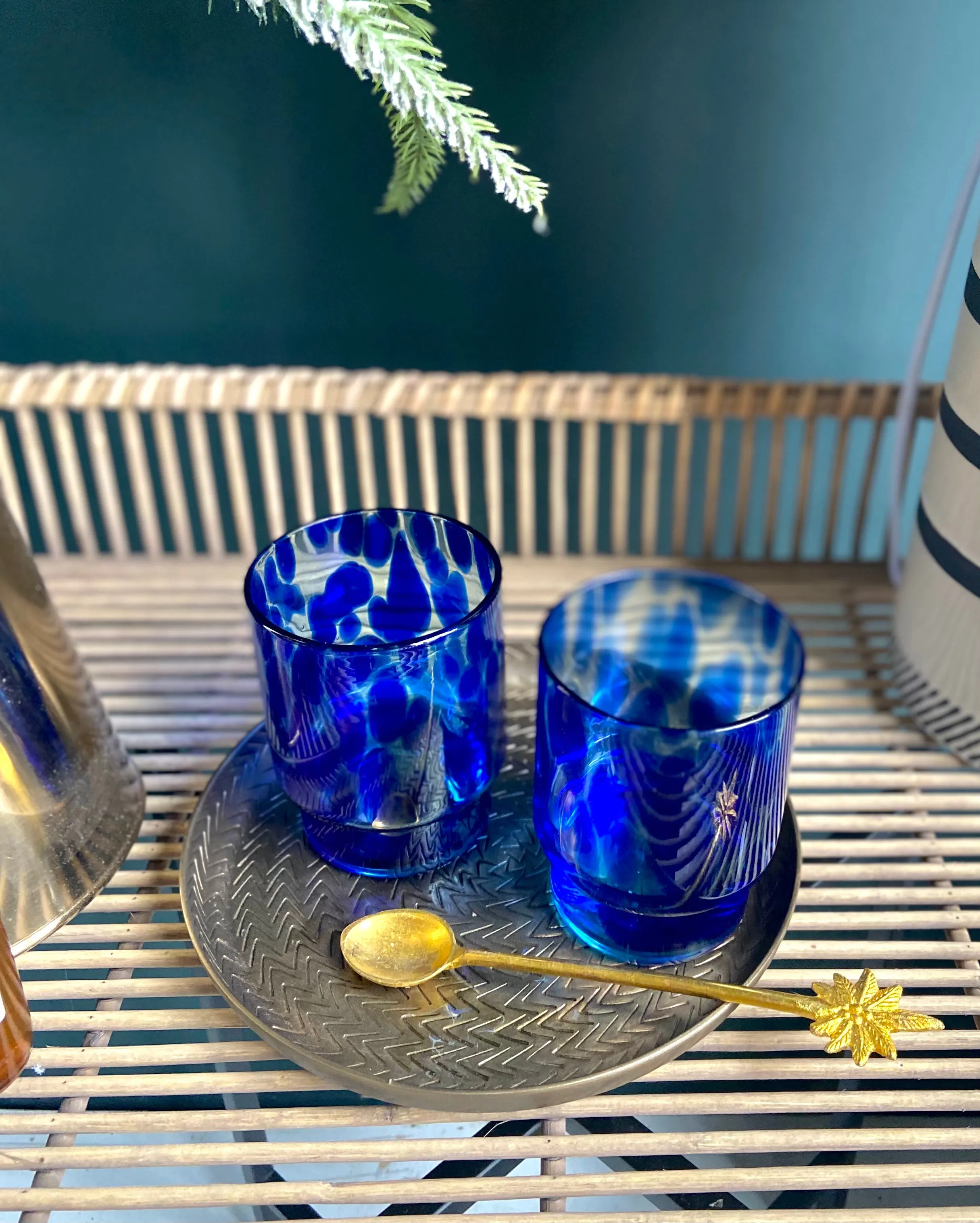 Set Of Two Blue Tortoise Tumblers