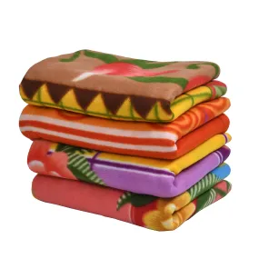 SHIVAAN HOME FURNISHING Multipurpose Polar Fleece Single Printed Bed Fleece Blanket (Set of 4)-Assorted Multicolor(Light Weight)