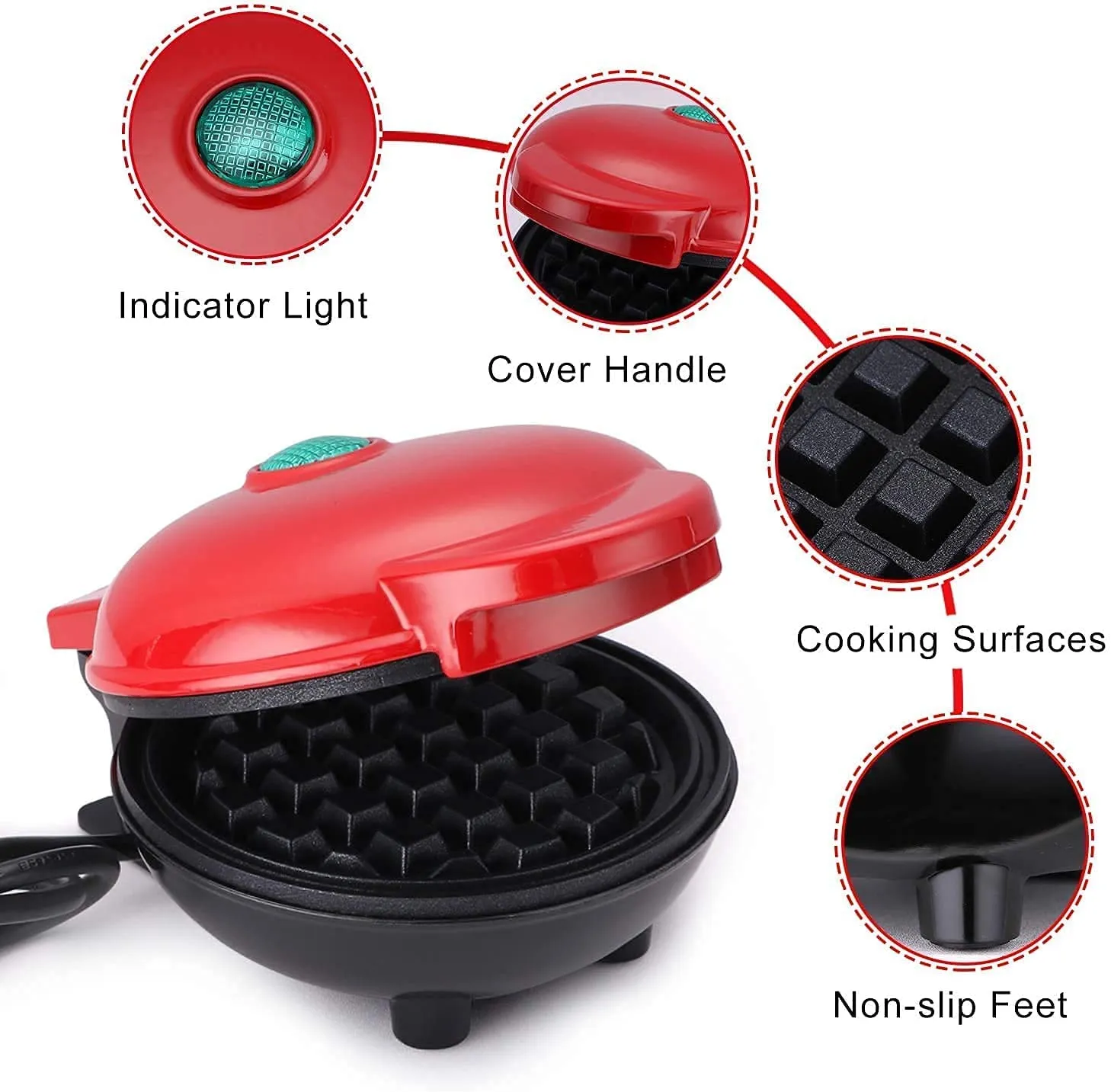 SHOPOGENIX 3 in 1 Mini Waffle Maker Machine 4 Inch- 350 Watts: Stainless Steel Non-Stick Electric Iron Machine for Individual Belgian Waffles, Pan Cakes, Small waffle Maker for Home Waffle.