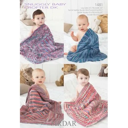 Sirdar Snuggly Baby and Children Patterns - 1481 Four Baby Blankets - PDF Download