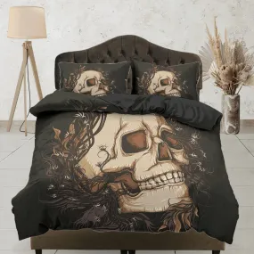 Skull Black Duvet Cover Set Bedspread, Dorm Bedding with Pillowcase