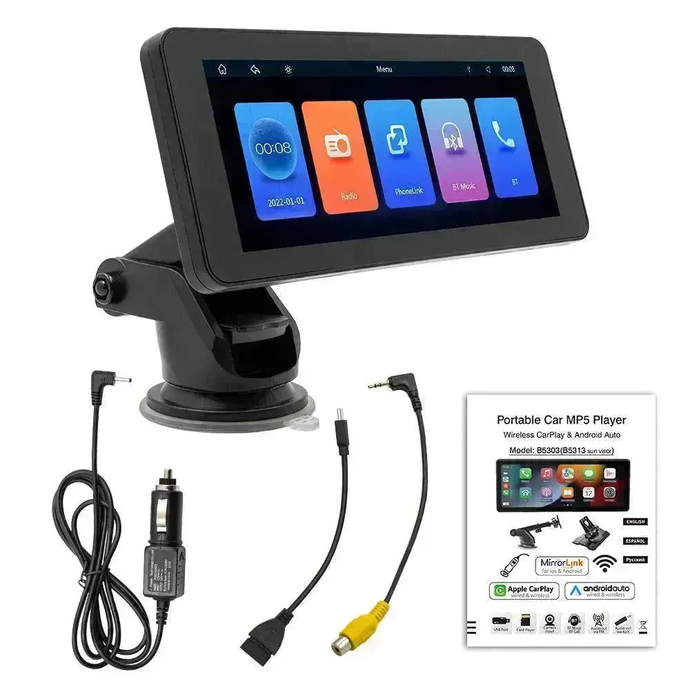 Smart Portable Wireless 6.86-inch Multimedia Vehicle-mounted Video Player, LED Car Camera Supports  driving recorder, Reverse image, Bluetooth,.