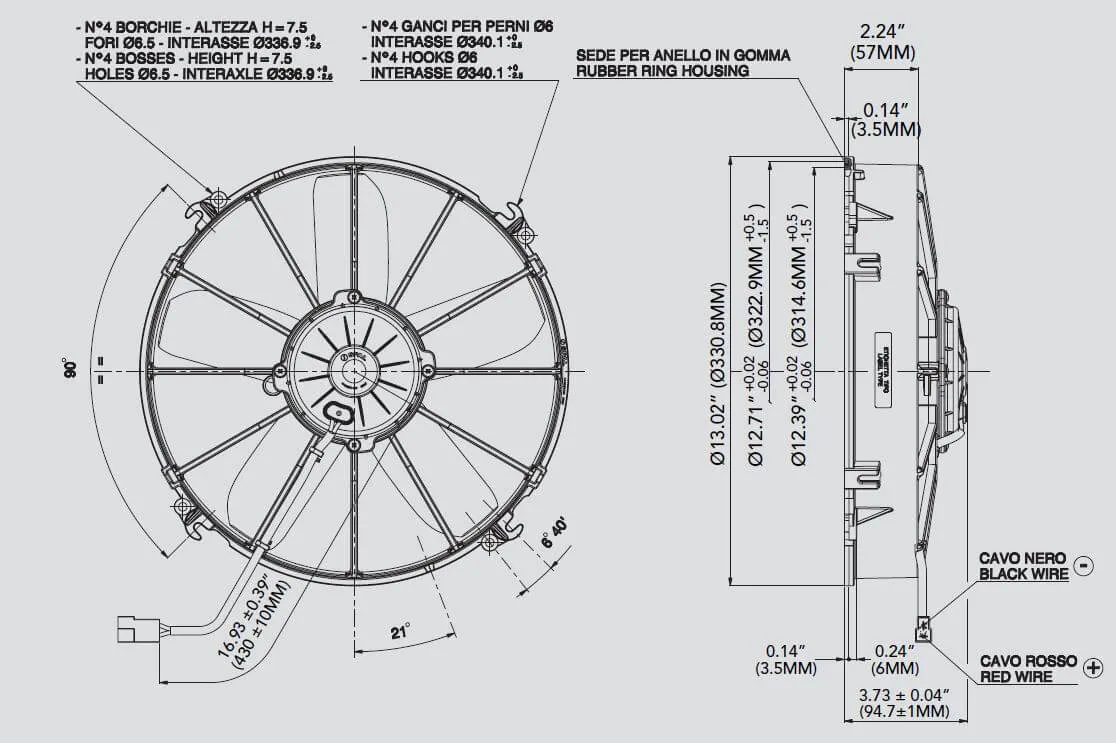 SPAL Electric Radiator Fan (12" - Pusher Style - High Performance - 1640 CFM) 30102025