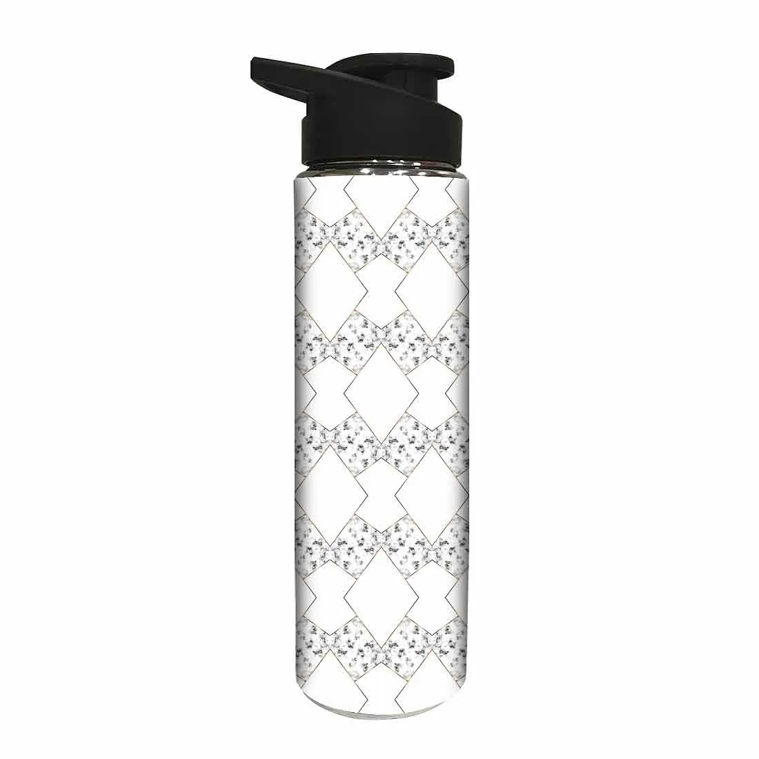 Stainless Steel Water Bottle -  Black and White Designer Marble