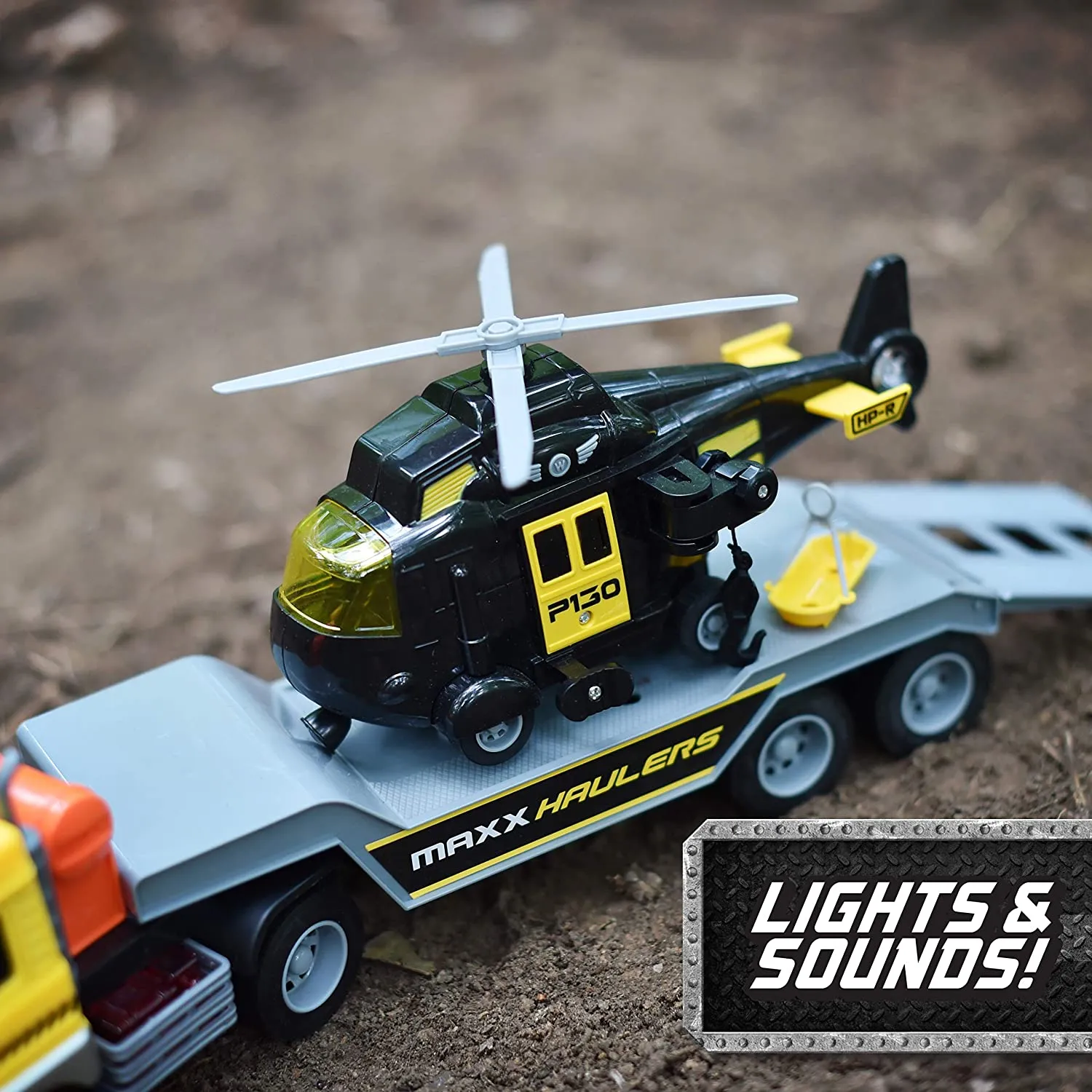 Sunny Days Maxx Action Long Hauler with Helicopter Playset Vehicles