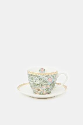 Teal Floral Cup & Saucer (2 Piece)