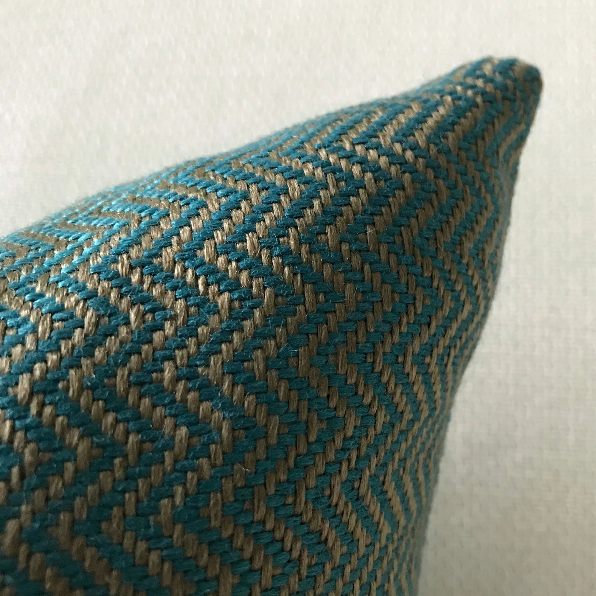 Teal Herringbone Woven Lumbar Pillow Cover 11x21