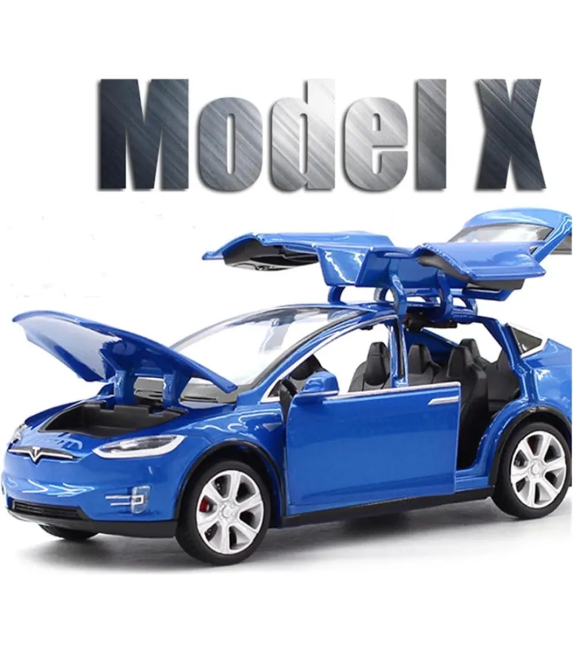 Tesla Model X Alloy Car with smoke and lights - tesla car metal body (1:24) scale model car