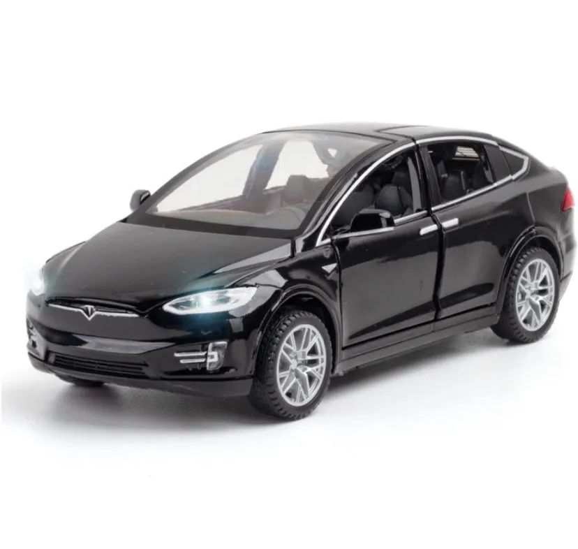 Tesla Model X Alloy Car with smoke and lights - tesla car metal body (1:24) scale model car